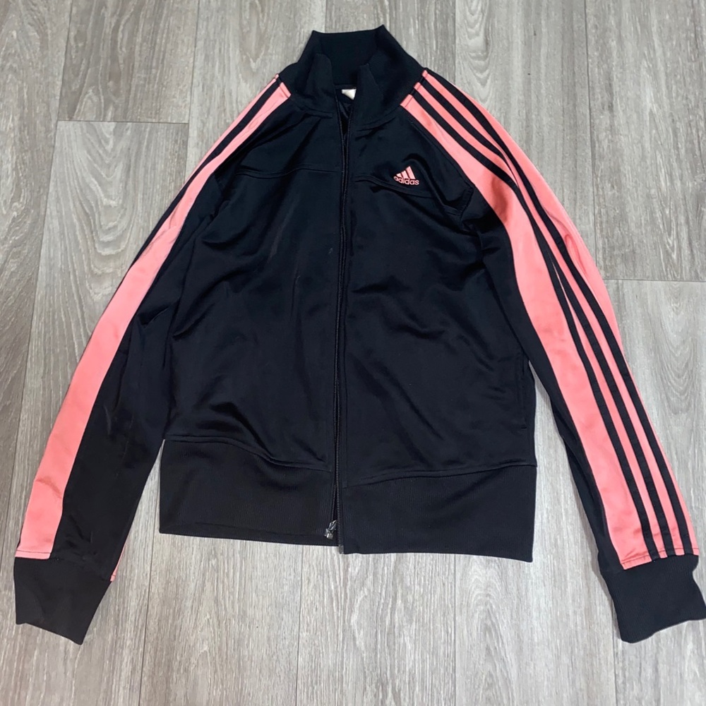 black & pink adidas full zip jacket